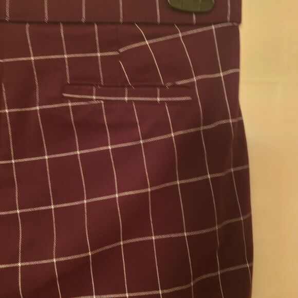 ELLE Cigarette Pants Plum Checkered Minimalist European Elegance Sz M NWOT - Picture 6 of 10